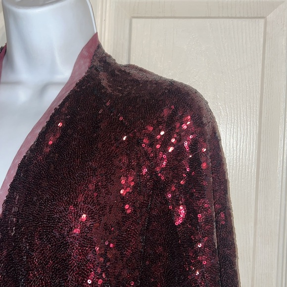 NWT Stunning Merlot Burgundy Sequined Jacket O/S - Picture 4 of 6